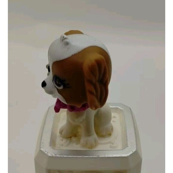 Polly Pocket Sparkling Pets Puppy Dog White Brown Toy Blue Collar Rhinestone 56 - Picture 4 of 6
